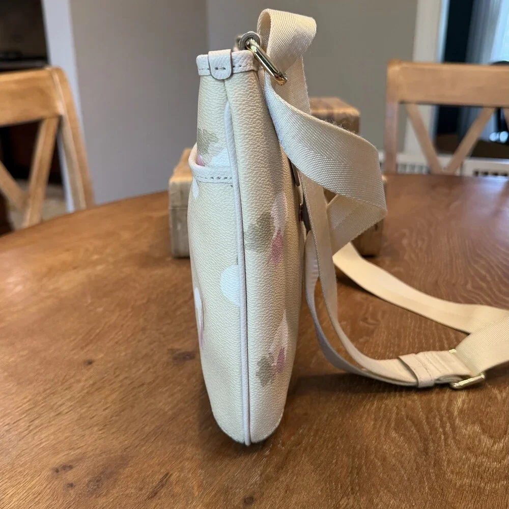 Coach 37588 Taylor Beachwood Floral Leather Crossbody Bag Beige Medium